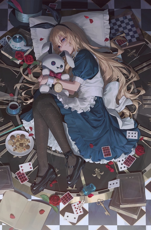 Alice in Wonderland with Bunny Plush