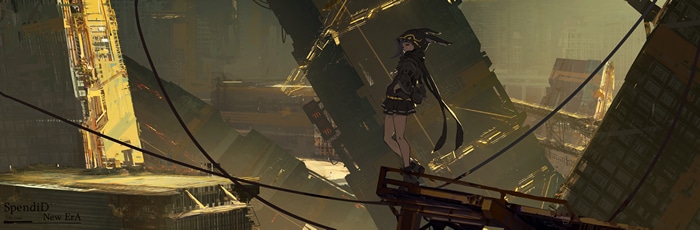 4K anime girl in a destroyed city