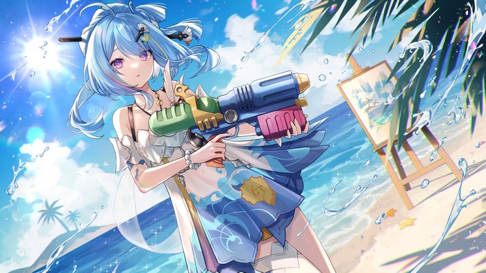 Griseo with Water Gun on a Beach