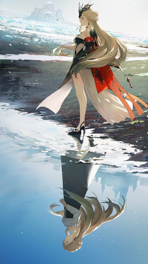 La Signora from Genshin Impact with reflection