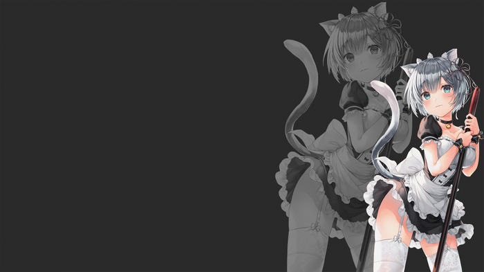 Anime Cat Girl Maid with a Broom