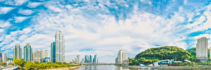 4K Panorama of Busan, South Korea Skyline