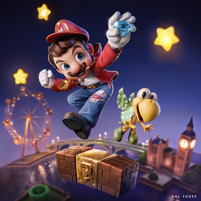Super Mario and Koopa Troopa in London with Diamonds