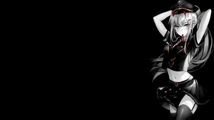 4K Zero Two in a Black Outfit with Selective Coloring