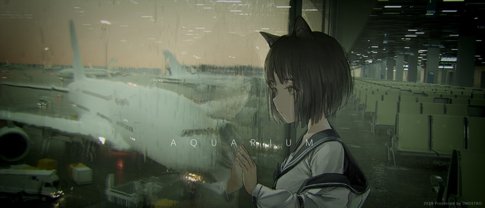 4K Anime Girl with Cat Ears at Airport