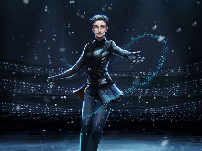 Yuuri Katsuki Skating with Blue Heart