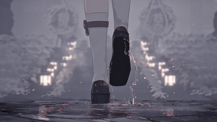 Hu Tao's legs walking through water