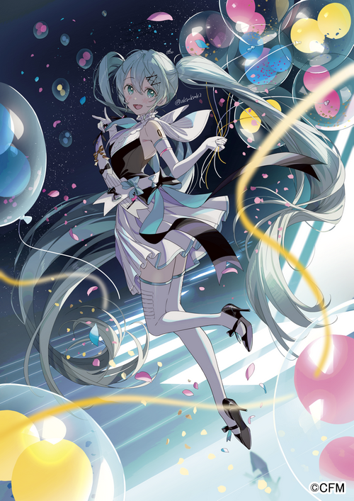 Hatsune Miku with Balloons and Confetti