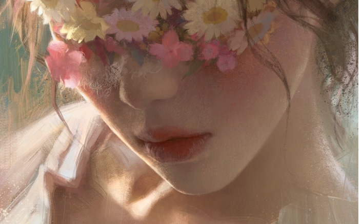 Portrait of a woman with a flower crown