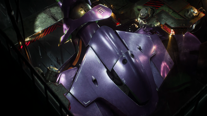 EVA Unit 01 in a hangar bay
