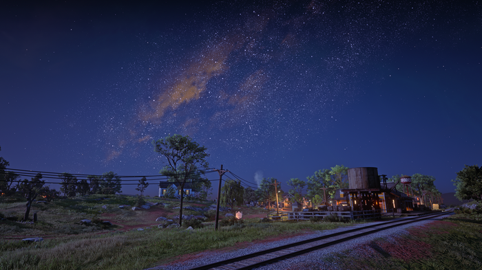 Red Dead Redemption 2 night landscape with stars