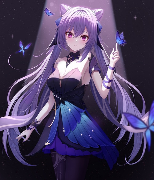 4K Genshin Impact Keqing with Butterflies