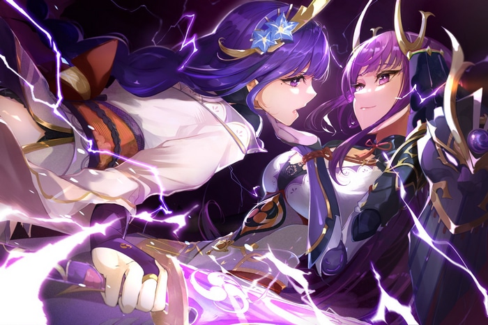Raiden Makoto and Raiden Shogun from Genshin Impact