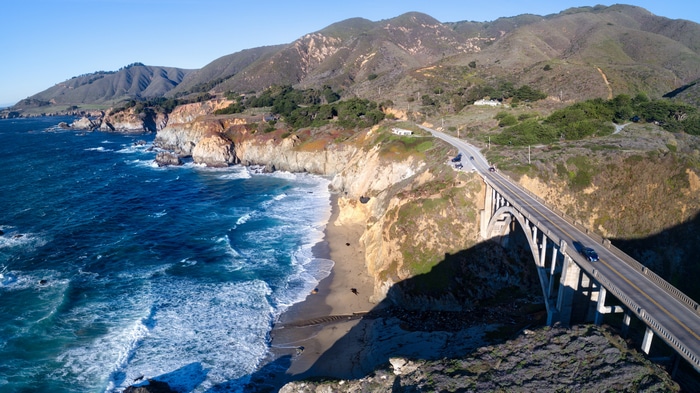 4K California Coastal Bridge and Ocean Landscape