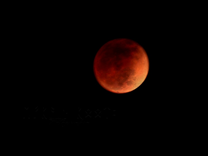 4K Red Moon in Black Sky