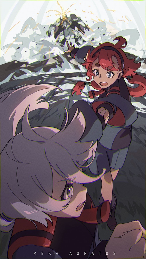 Suletta Mercury and Miorine Rembran in Mobile Suit Gundam THE WITCH FROM MERCURY
