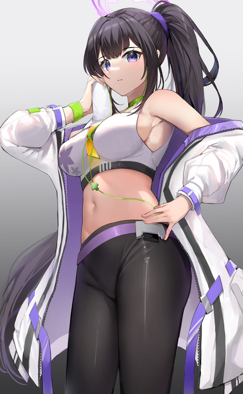 Otohana Sumire from Blue Archive in sports bra and leggings