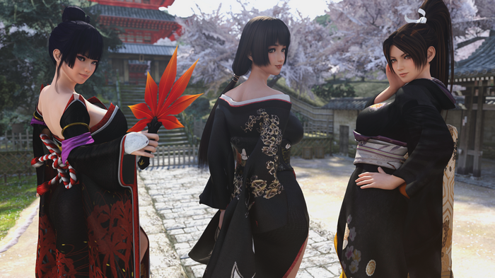 Mai Shiranui, Nyotengu, and Naotora Ii in Kimonos