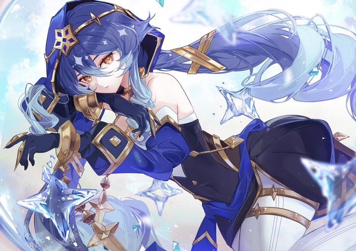Layla from Genshin Impact with blue hair
