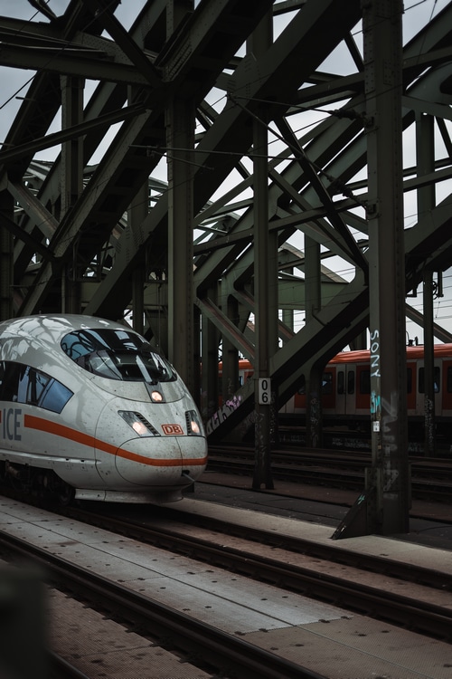 ICE train at Cologne railway bridge