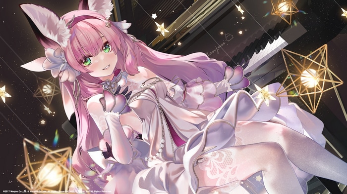 Anime girl with pink hair and animal ears