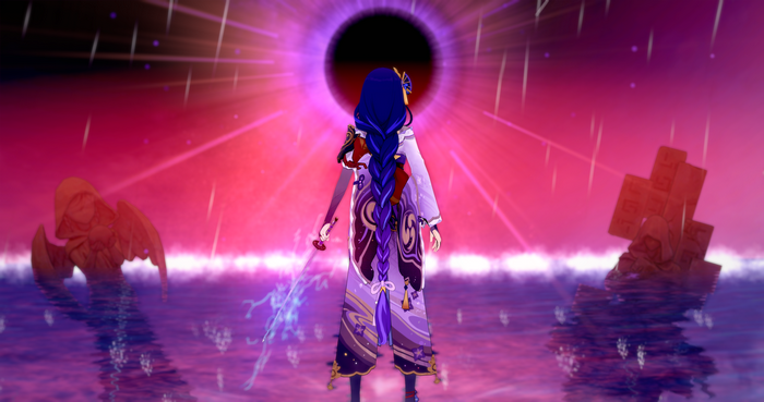 4K Raiden Shogun with braids in Genshin Impact