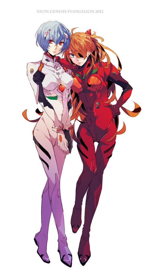 Neon Genesis Evangelion Rei and Asuka Fan Art