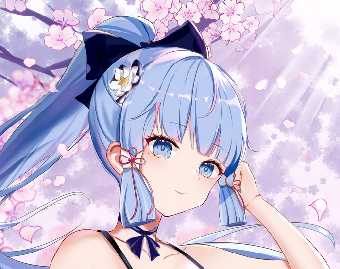 Kamisato Ayaka from Genshin Impact with Cherry Blossoms
