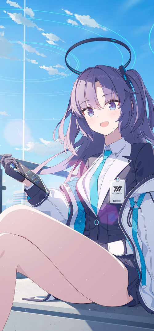 Hayase Yuuka from Blue Archive holding a tablet