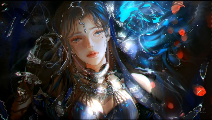 Crying Woman with Snake Hair Accessory
