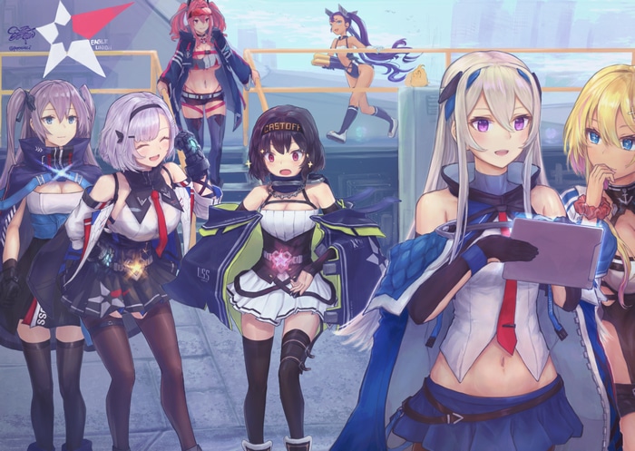 Azur Lane characters on a deck