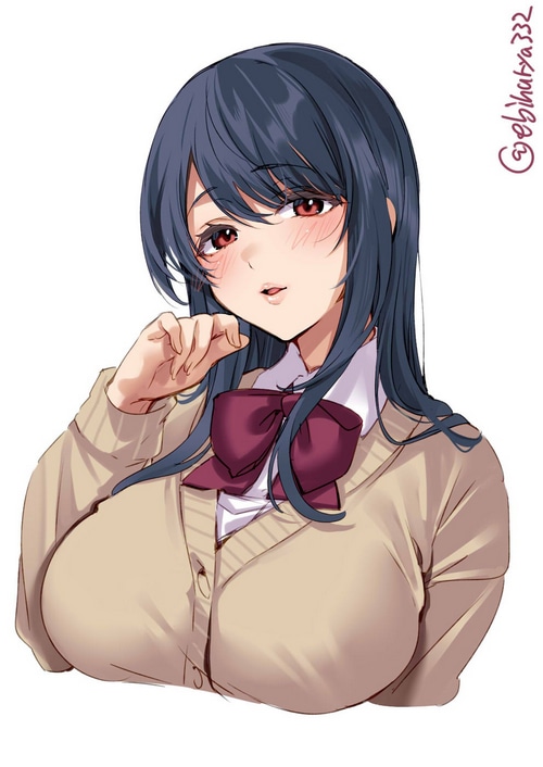 Fusou from Kantai Collection in a school uniform