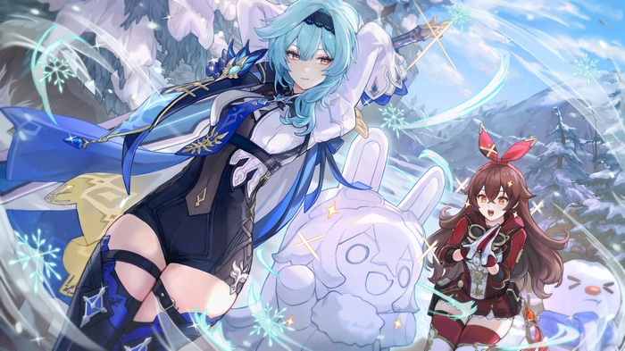 Eula and Amber in a Snowy Landscape