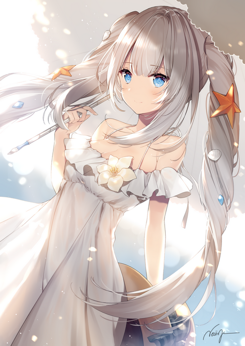 Anime girl with twintails and starfish