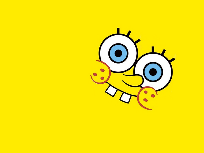 Spongebob Squarepants face on yellow background