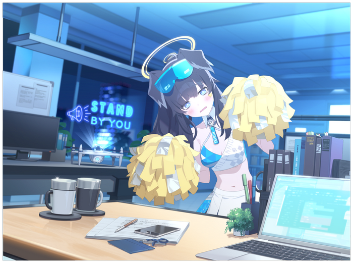 Nekozuka Hibiki with Pom-poms in Blue Archive