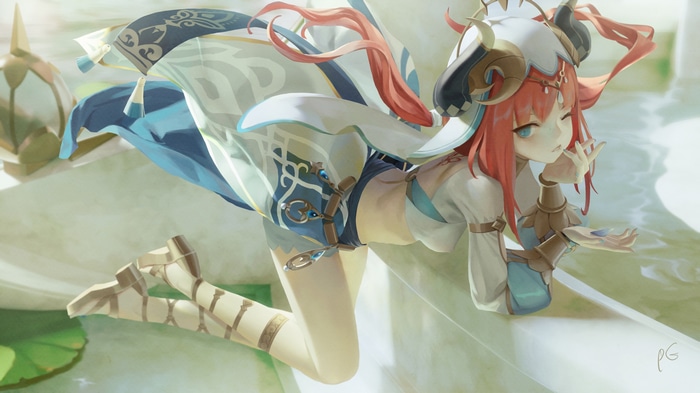 Nilou from Genshin Impact in a bath