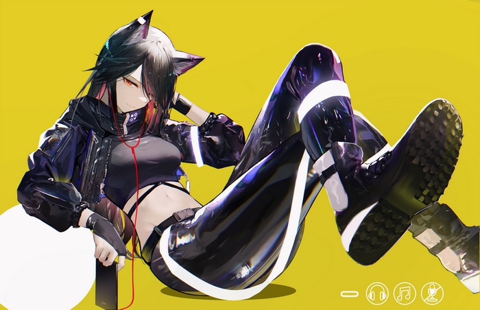 4K Arknights Texas wolf girl with red eyes