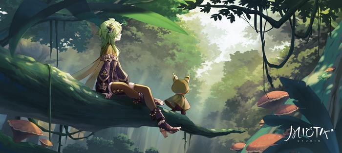 Collei and companion in a forest