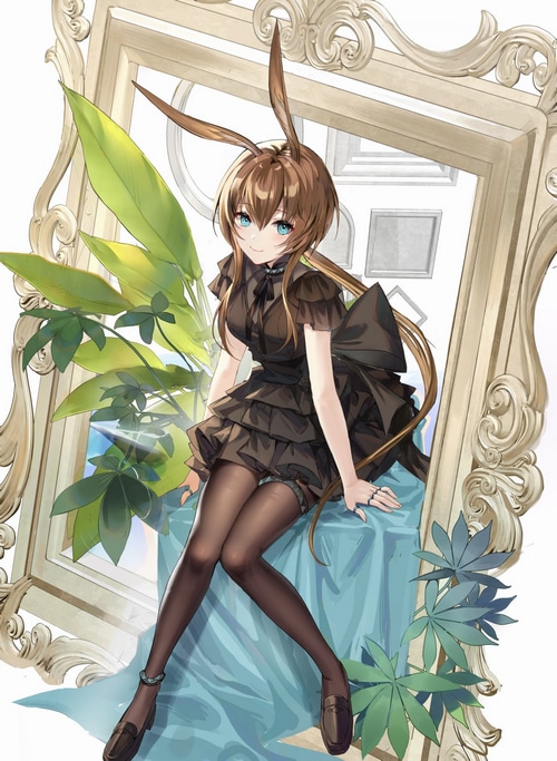 Amiya from Arknights in a frilly dress