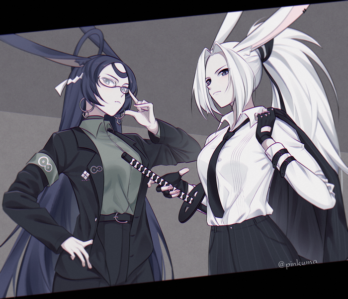 Azur Lane characters Hiryuu and Souryuu in suits
