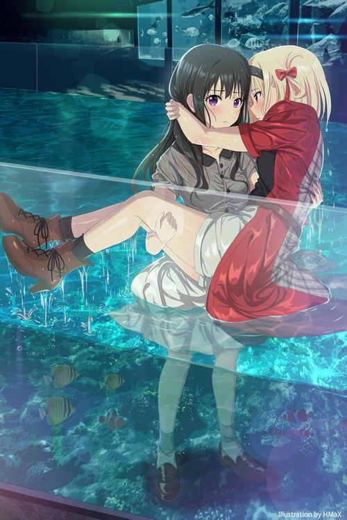 Lycoris Recoil fan art of Chisato and Takina at aquarium