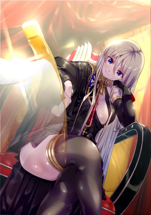 Bismarck from Azur Lane pouring liquid