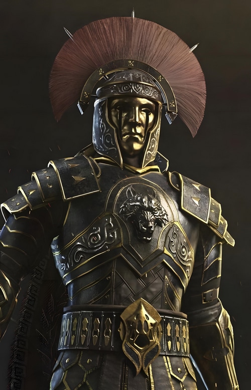 Fantasy Roman Soldier in Ornate Armor