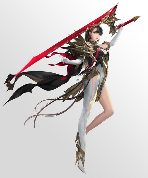 Daeho Cha's warrior woman with a red sword