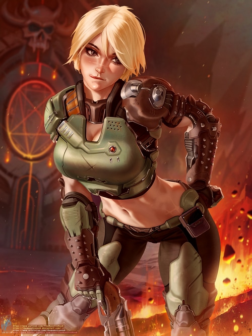 Female Doom Slayer in Hell