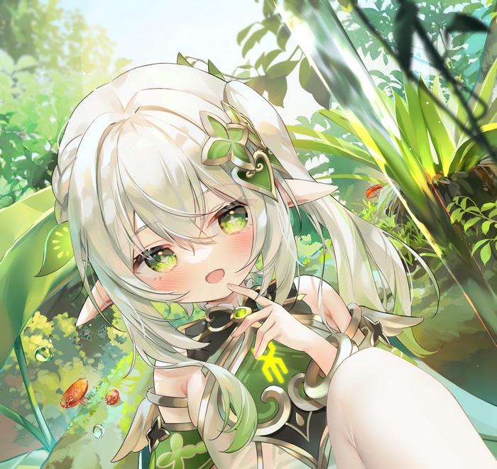 Nahida from Genshin Impact in a forest