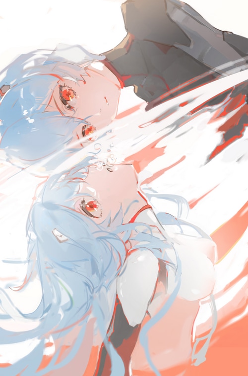 Ayanami Rei and another woman underwater