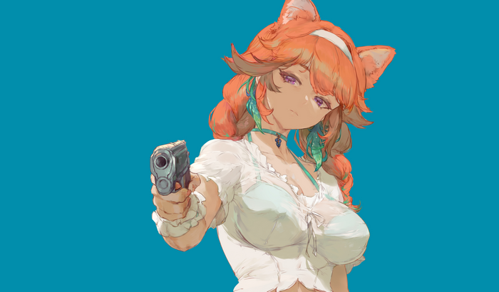 Takanashi Kiara with a pistol