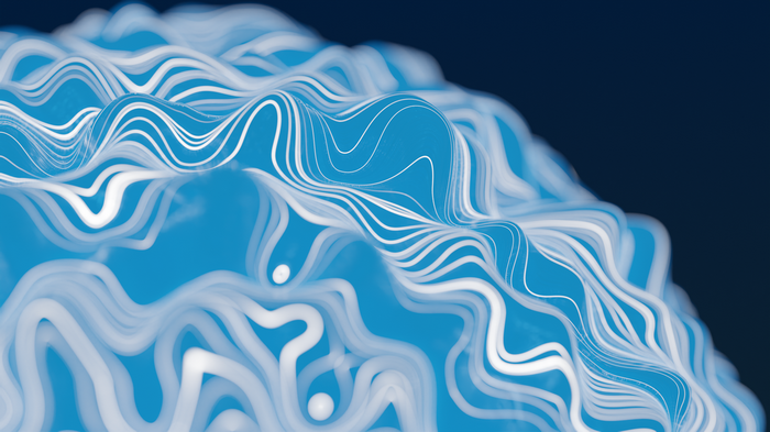 Abstract blue wavy lines on dark background